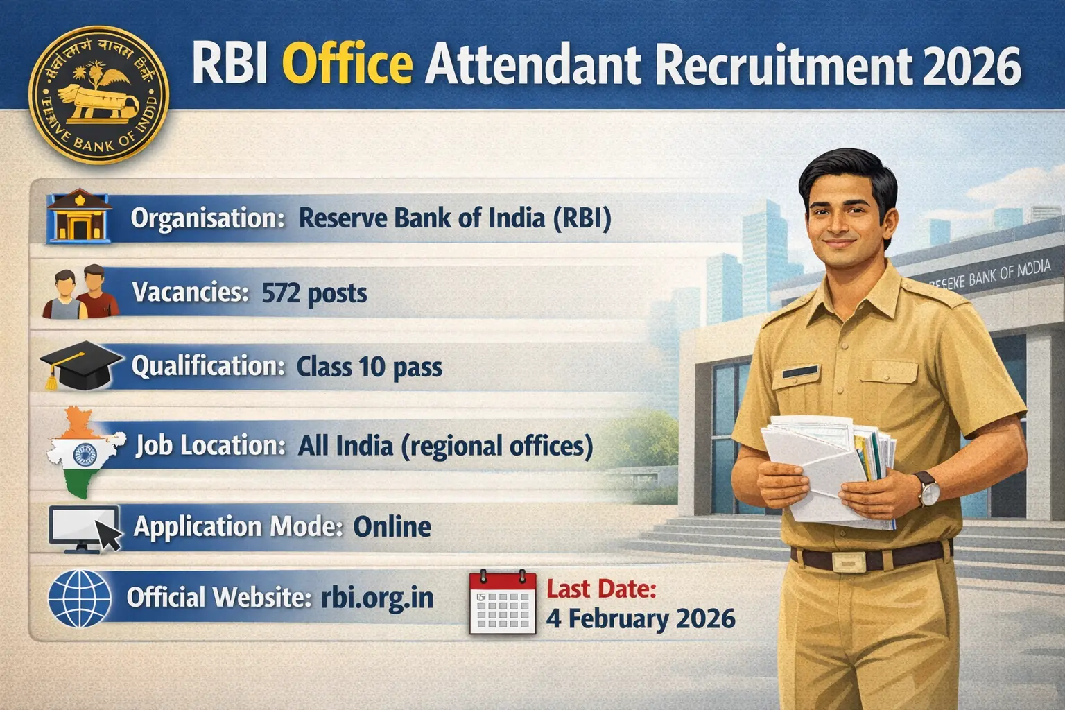 RBI Office Attendant Recruitment 2026
