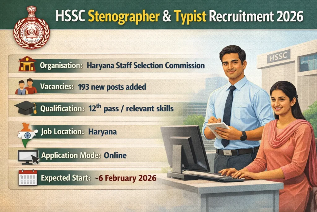 HSSC Stenographer & Typist Recruitment 2026